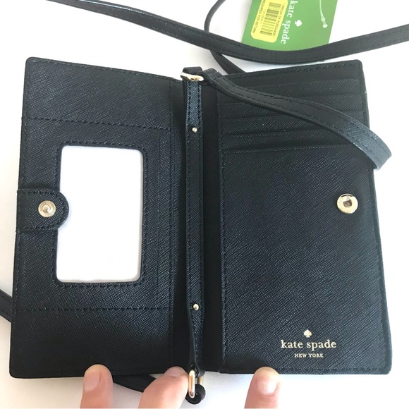 ♠️ Kate Spade Black Leather Crossbody iPhone Case (NWT!) - Picture 4 of 11